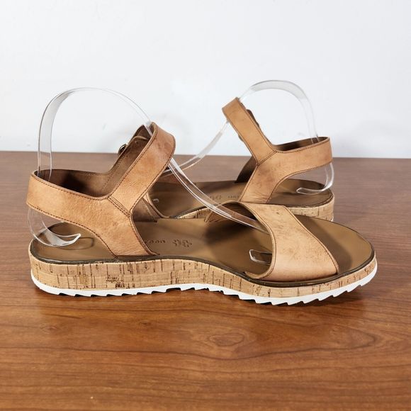 Paul Green Shoes Womens Size 7.5 UK  10 US Open Toe Leather Tan Sandal *FLAWS* - Picture 7 of 16